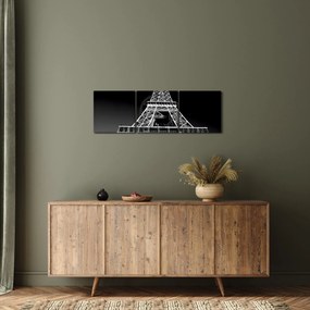 Tablou - Turnul Eiffel, alb-negru (cu ceas) (90x30 cm)