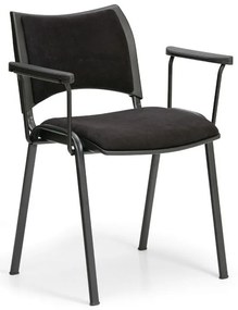Scaun de conferinta SMART - picioare negre cu cotiere, negru