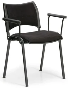 Scaun de conferinta SMART - picioare negre cu cotiere, negru