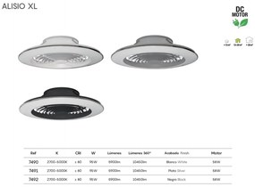 Lustra LED Smart cu Ventilator si telecomanda ALISIO XL alb