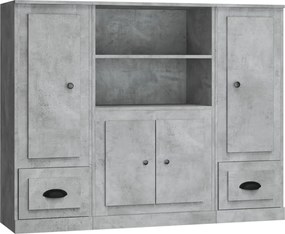 vidaXL Dulapuri înalte, 3 buc., gri beton, lemn prelucrat