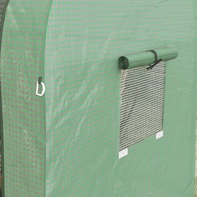 Outsunny Sera de grădină 1,8 m² dim. 1,85L x 0,9l x 1,5H m 2 Uși cu fermoar rulante 4 Ferestre rulante Oțel PE Verde | Aosom Romania