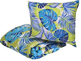 Pilota potrivita pentru tot anul matlasata 140x200 cm cu perna ARECANO albastru-verde 70x90 cm