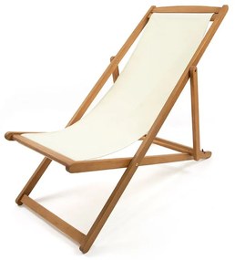 Șezlong de grădină pliabil din lemn de acacia Bonami Essentials Deck, bej