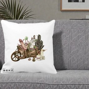 Perna Decorativa Roaba Rustica de Craciun, 40x40 cm, Alba Mata, Husa Detasabila, Perna Inclusa, BEKZ®