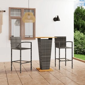 Set mobilier de bar de gradina, 3 piese, gri Gri, 3