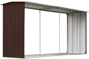 vidaXL Șopron depozitare lemne, maro, 330x92x153 cm, oțel galvanizat