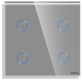 Panou Intrerupator Cvadruplu cu Touch Mini din Sticla LUXION