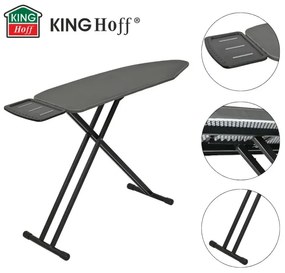 Masă de călcat Kinghoff KH 1940, 122x38 cm, 7 poziții de reglare, Suport generator de abur, Gri închis