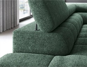 Colțar verde extensibil/cu spațiu de depozitare cu tapițerie din țesătură bouclé (cu colț pe partea stângă/în formă de ”L”) Ferucce – ELTAP