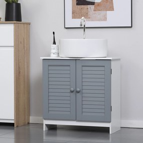 kleankin Mobilier Sub Lavoar pentru Baie, din MDF, 60x30x60cm, Gri si Alb | Aosom Ro