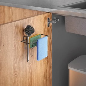 Organizator pentru chiuvetă negru mat autoadeziv din metal Lava – Metaltex