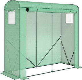 Outsunny Seră de balcon cu ușă rulabilă și 2 ferestre din plasă, seră pentru legume cu structură din oțel și husă PE, 200x75x188 cm, verde | Aosom Romania