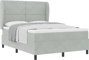vidaXL Pat cu arcuri cu saltea Gri deschis 200 x 140 cm Catifea