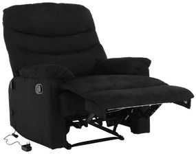 Fotoliu reglabil masaj, material textil catifea negru, LAMBERT