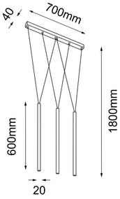 Lustră pe cablu MIAKI 3xG9/10W/230V Shilo 7946