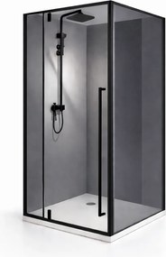 Cabina dus HYDRA 90x90 patrata, geam fumuriu securizat 6 mm, profil negru mat