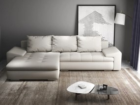 Colțar extensibil dumonde cu ladă de depozitare si sezut confortabil din spuma high-density, Leonardo Enjoy Bej 260x185 cm