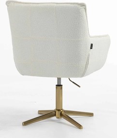 HR560CROSS Scaun Crem din Boucle cu Bază Aurie
