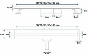 Set rigola pentru dus plus capac 80 cm Rea Neo Slim Pro Inox