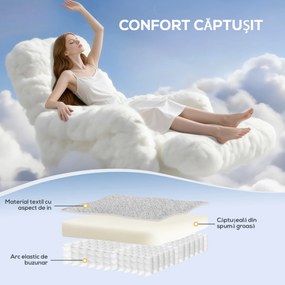 HOMCOM Fotoliu Rabatabil cu Suport pentru Picioare, Fotoliu din Metal, Lemn, Burete și Poliester, 66x83x107 cm, Gri | Aosom Romania