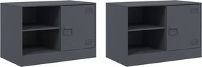 vidaXL Comodă TV, 2 buc., antracit, 67x39x44 cm, oțel