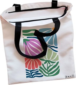 Sacosa de Panza pentru Cumparaturi, Geanta Tote, Boho Style 10, Cu fermoar, 38x34.5 cm, Alba, BEKZ®