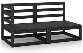 vidaXL Set mobilier de grădină, 2 piese, negru, lemn masiv de pin