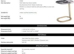 Masuta laterala design LUX cu blat din marmura Oyo