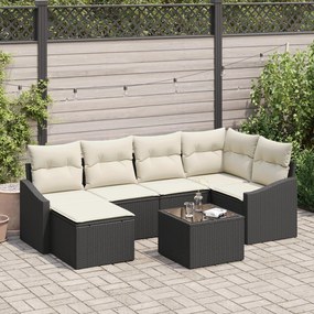 vidaXL Set de canapele pentru grădină cu perne, ratan polimer maro