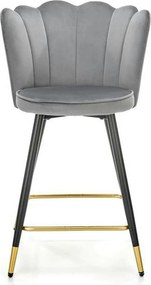 Scaun bar H106, gri/negru, stofa catifelata/otel, 55x58x96 cm
