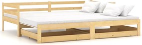 vidaXL Pat extensibil de zi, 2x(90x200) cm, lemn masiv de pin