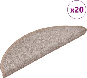 vidaXL Covorașe pentru scări, 20 buc., 56x17x3 cm, maro deschis, semirotunde