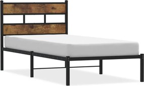 vidaXL Cadru pat metalic fără saltea, stejar fumuriu, 80x200 cm