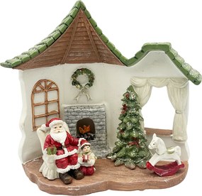 Decor Craciun cu LED ,   Casuta cu Mos Craciun si Copil JOY, 16x17cm