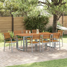 vidaXL Set de dining pentru grădină , 9 piese, Lemn solid de acacia și metal
