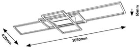 Plafoniera LED design modern Thabita crom satin, alb 105cm