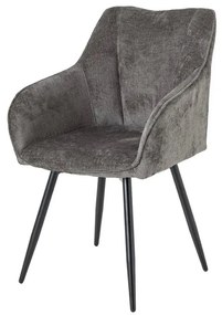 Set de 2 scaune pivotante, Metal Negru, Chenille Gri, AVIGNON A-46469 VC