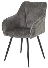 Set de 2 scaune pivotante, Metal Negru, Chenille Gri, AVIGNON A-46469 VC