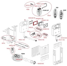 Rezervor wc incastrat Alcaplast, Renovmodul, pentru montare in zidarie, pentru wc suspendat