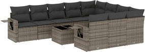 vidaXL Set canapele de grădină cu perne, 11 piese, gri, poliratan