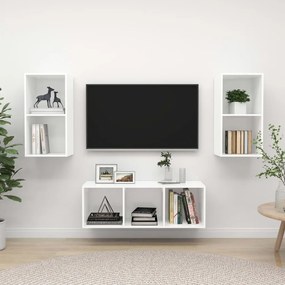 vidaXL Set de dulapuri TV, 3 piese, alb, lemn prelucrat