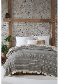 Cuvertură gri din muselină pentru pat dublu 220x240 cm Etno - Mijolnir