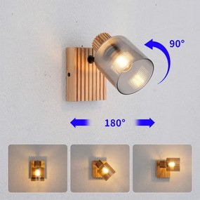 Brilagi - Aplica spot de perete HYGGE 1xE14/15W/230V lemn de cauciuc/fumuriu