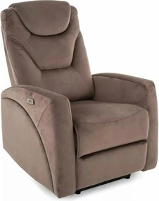 Fotoliu recliner KRONOS, stofa catifelata cappuccino - Bluvel 38, 79x9