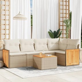 vidaXL Set canapele de grădină cu perne, 6 piese, bej, poliratan