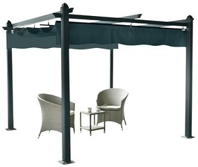 Pergolă de lux cu acoperiş glisant, aluminiu, grafit, PEPY LUX