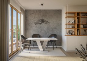 Masă de sufragerie Venag (alb lucios + piatră) (pentru 4 până la 6 persoane). 1055271