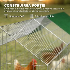 PawHut Cușcă pentru Iepuri și Găini de Exterior și Interior cu Protecție Solară și Grilaj Metalic, pentru Animale Mici, Rațe, Găini, 180x75x75 cm, Verde | Aosom Romania
