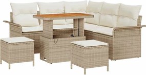 vidaXL Set de canapele pentru grădină cu pernă 8 pcs Bej și crem